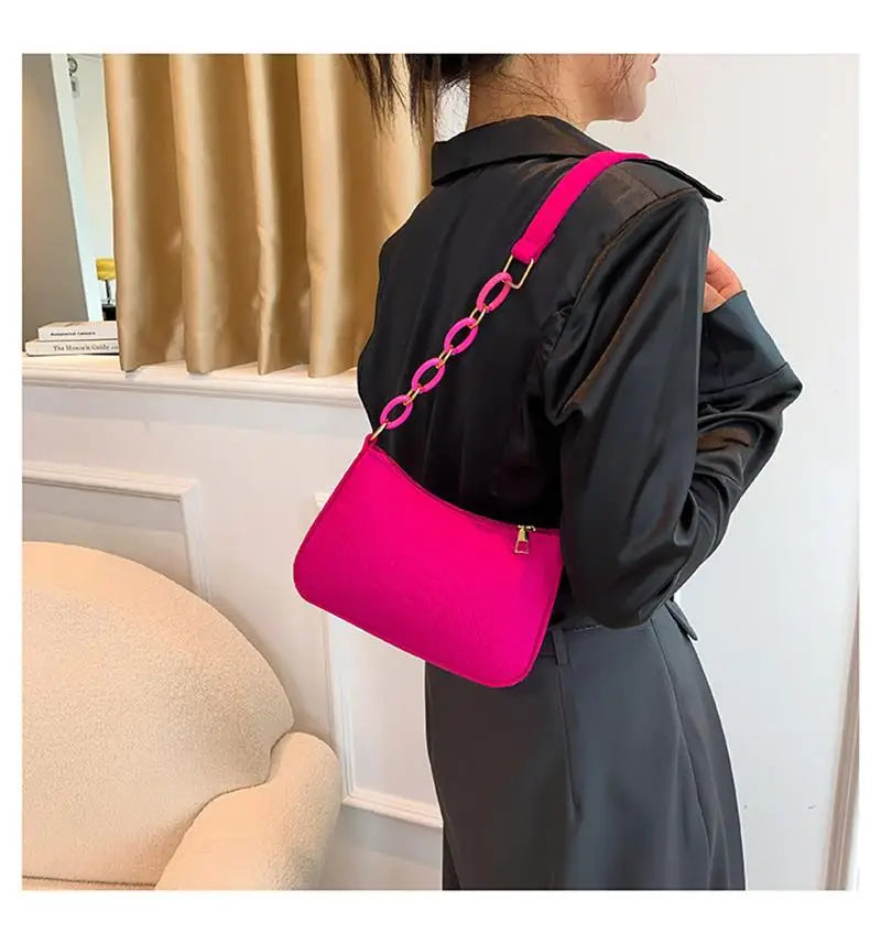 Fashion Felt Shoulder Bags For Women Women'S Subaxillary Bag Design Advanced Texture Armpit Handbags Purses Crescent Saddle Bag