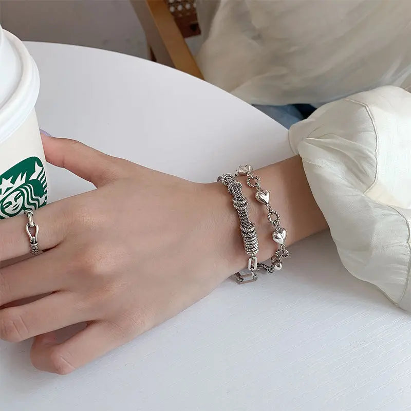 Gold Color Bracelet Set of Four Stainless Steel Sequins Rhinestone Bracelet Combination for Women Chain Bracelet Jewelry Gifts