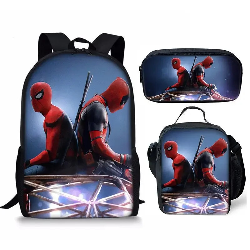 3Pcs Set Deadpools School Bags Pencil Cases Meal Bag Boys' Backpack Schools Supplies Learning Stationery Kids Customizable Gifts
