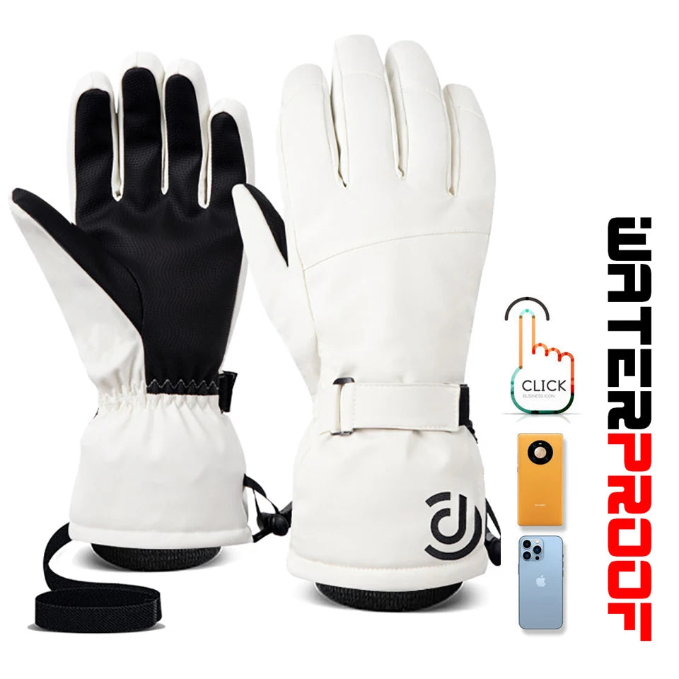 LOOGDEEL Ski Gloves Warm Winter Snowmobile Snow Snowboard Thermal Gloves Waterproof Touchscreen Function Windproof Plush Mittens