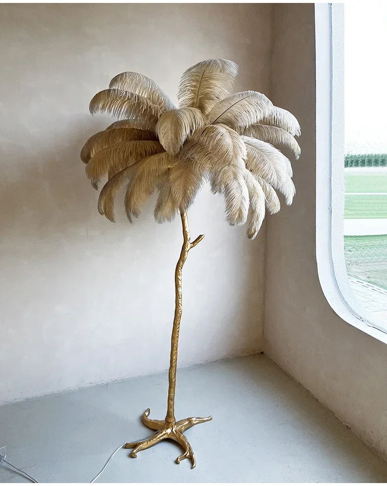 Nordic Feather Floor Lamp Light Luxury Internet Celebrity Ostrich Ins Live Broadcast Room Decoration Atmosphere Table