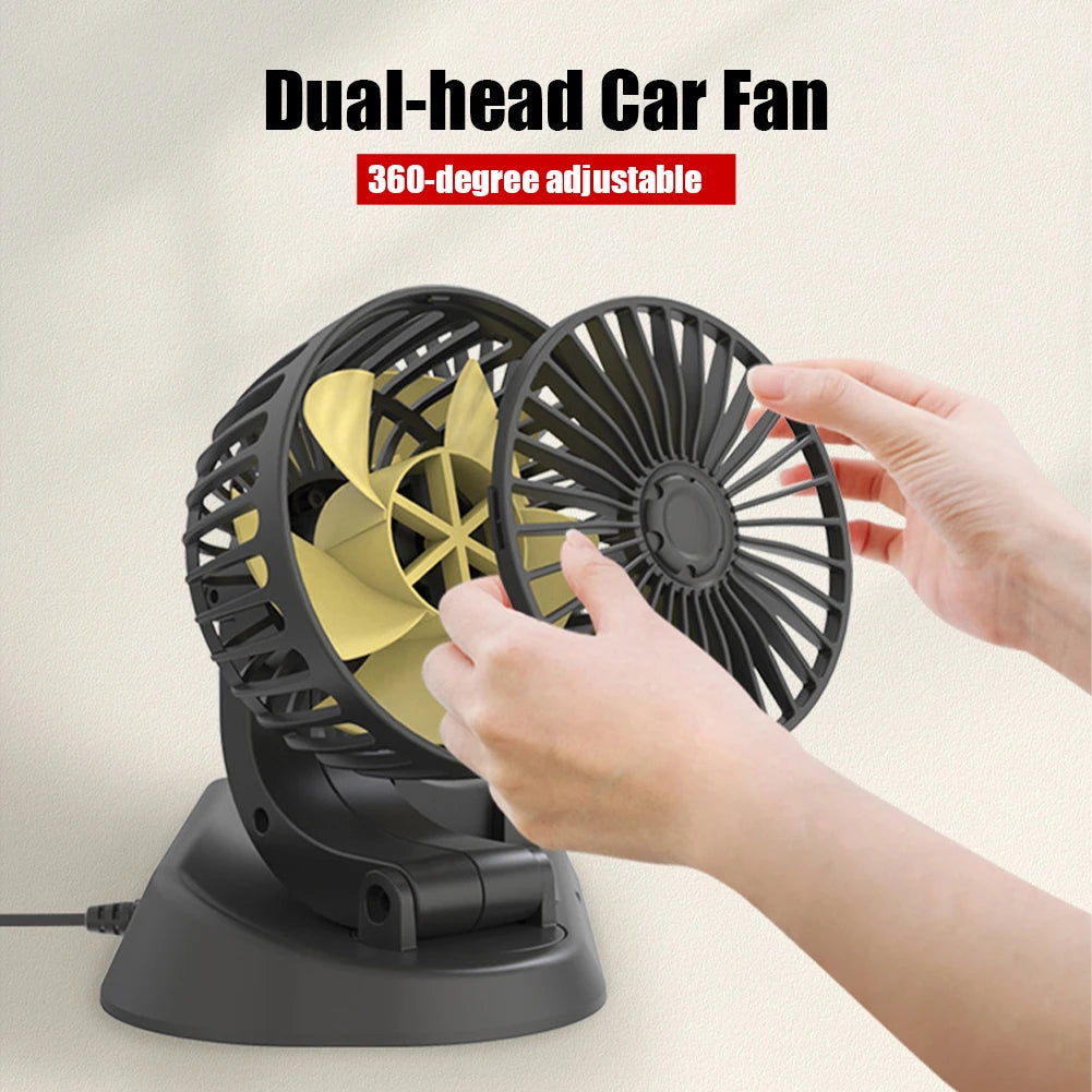 5/12/24V Car Fan Cooling Car Fan Dual Head Usb Car Fan 2 Speeds Adjustable for Auto Cooler Air Fan Car Accessories Fan