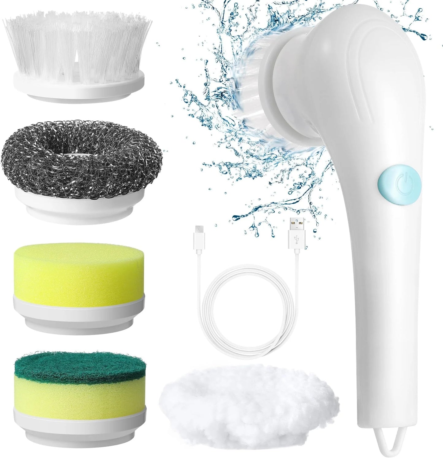 Electric Cordless Motorized Cleaning Brush and Five Interchangeable Brush-Heads,Handheld Power Shower Scrubber
