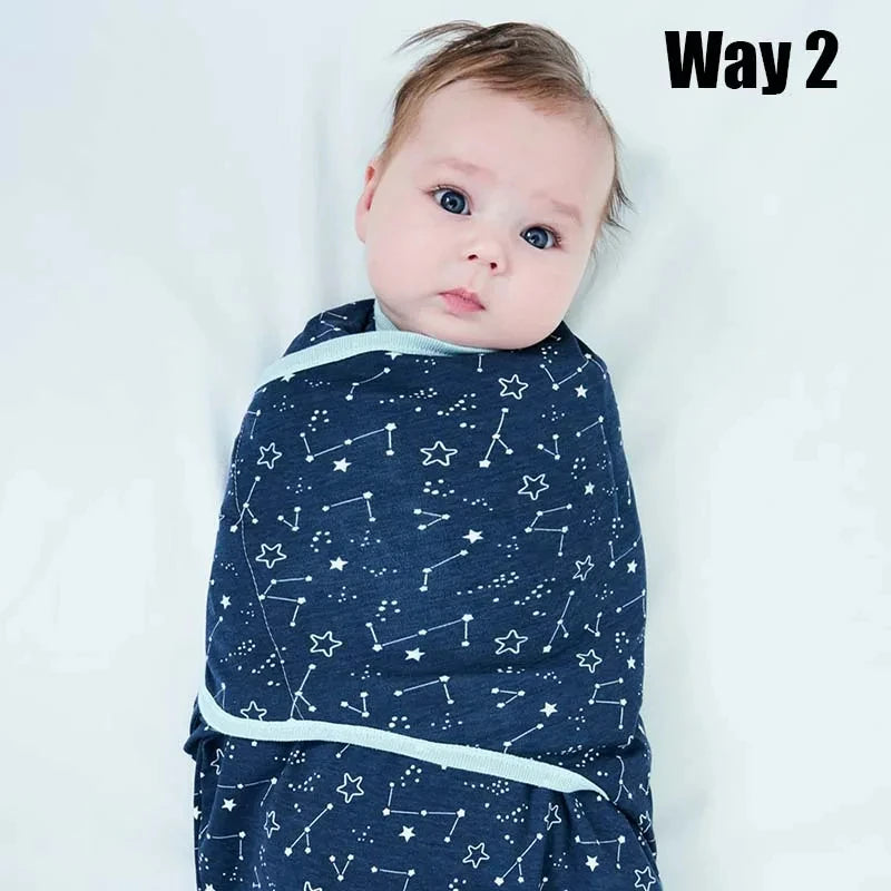 Cotton Newborn Swaddle Cartoon Printed Baby Blanket Hat Set All Seasons Adjustable Infant Sleeping Swaddle Wraps 0-6 Months