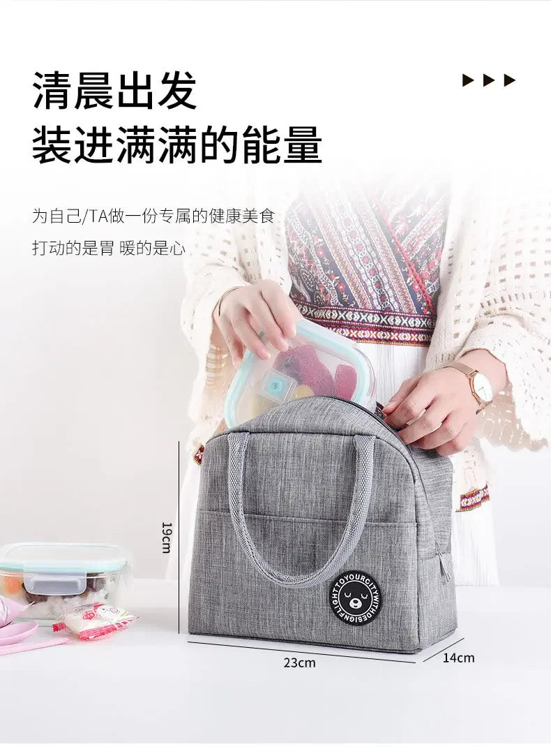 Lunch Box Picnic Travel Portable Food Storage Breakfast Thermal Food Bag Lunch Bag Handle Insulation Cooler Bag for Women Kid