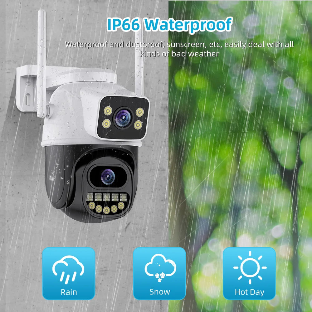 Hiseeu Wifi Surveillance Camera, Dual Lens, 4X Digital Zoom, AI Human Detect, ONVIF, Outdoor Security PTZ IP Cameras, 4K, 8MP