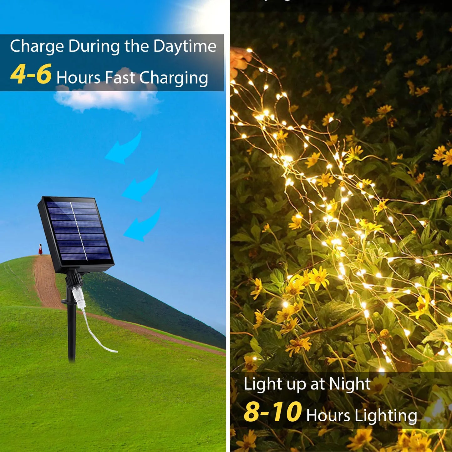 Outdoor Solar Fairy Lights Warm White 30 Stand 600LEDs Waterfall Lights 8 Modes Waterproof Branch Light Solar Powered for Garden