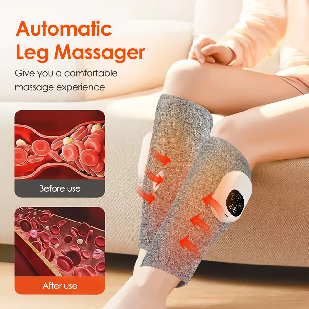 Electric Air Pressure Calf Massager Wireless Airbag Kneading Heating Foot Calf Muscle Massage Relaxation Blood Circulation