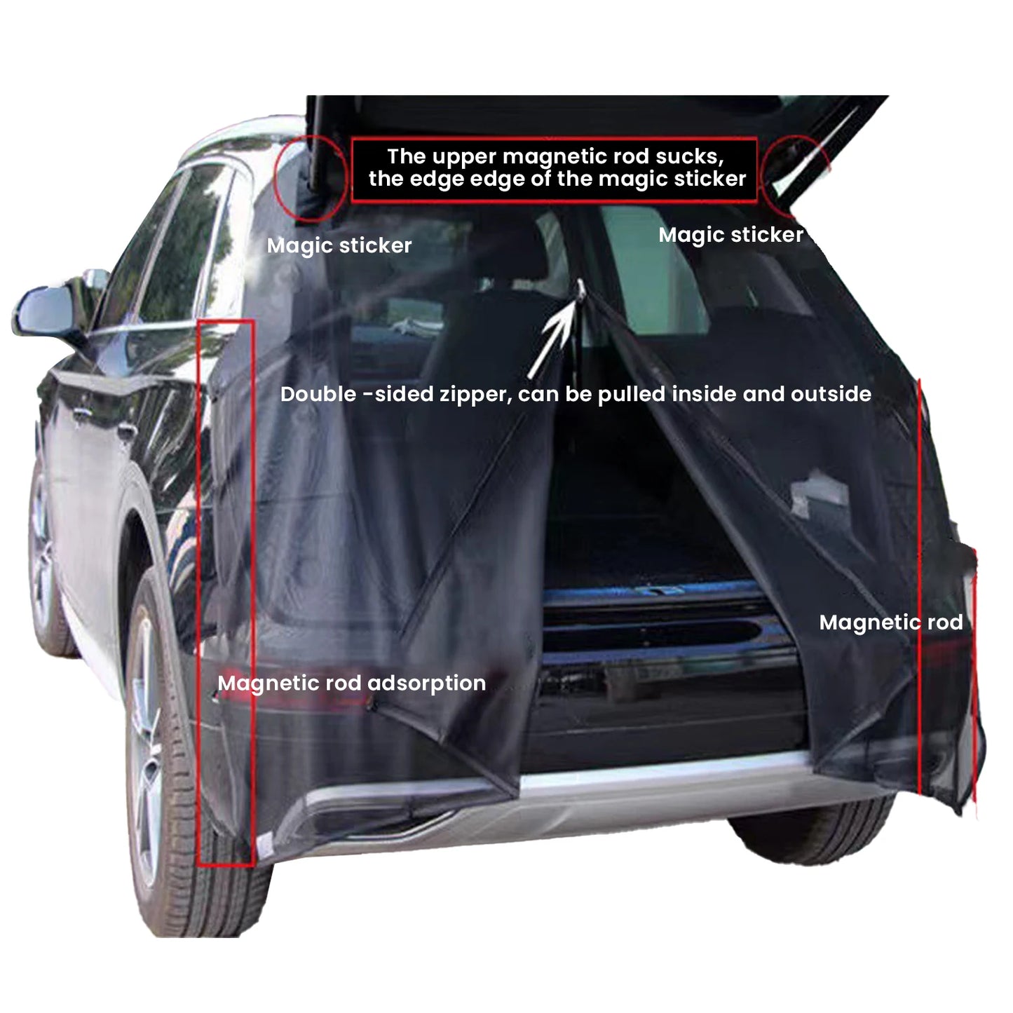 Sliding Door Magnetic Fly Screen Large Size Van Bug Screen Mesh Mosquito Net Sun Protector for Caravan Motorhome Camper SideDoor