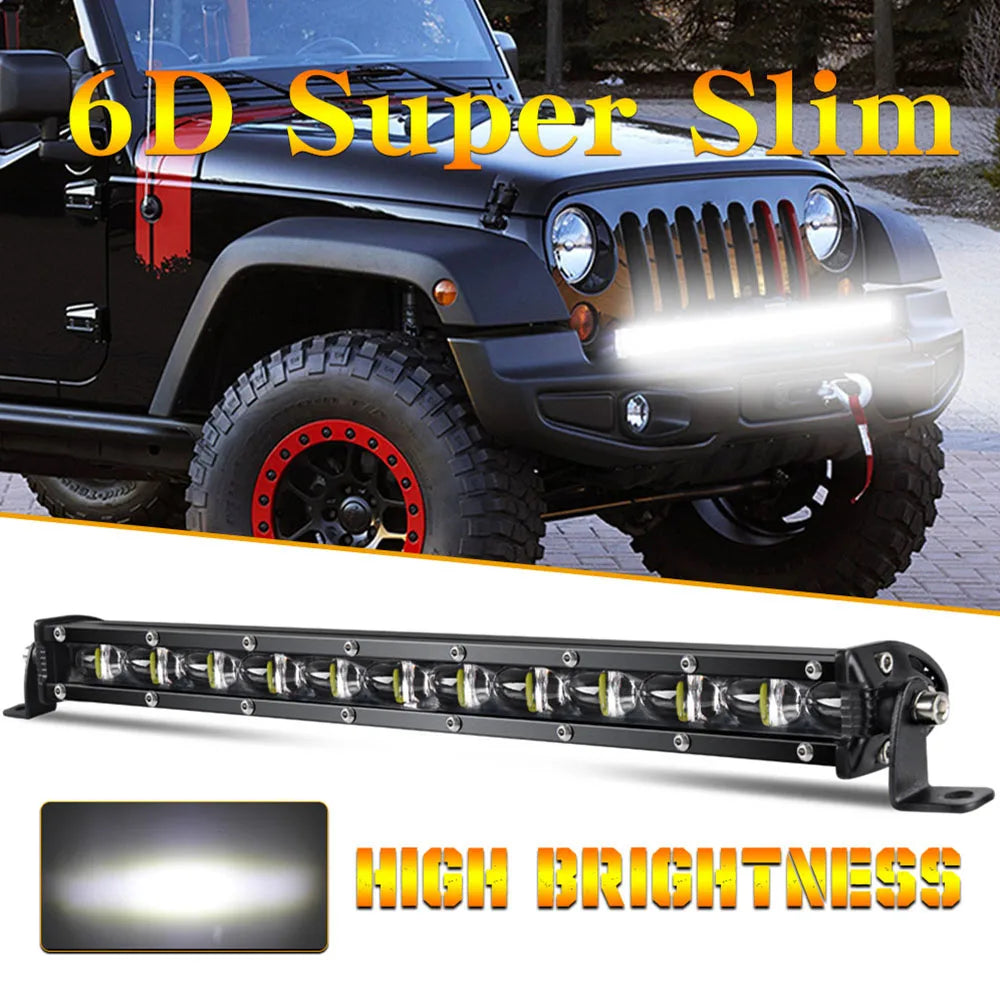 LED Light Bar 6D 8inch 14inch 20inch Off Road Led Bar for Lada Truck 4x4 SUV ATV Niva White Yellow Auto Driving LED Fog Lights