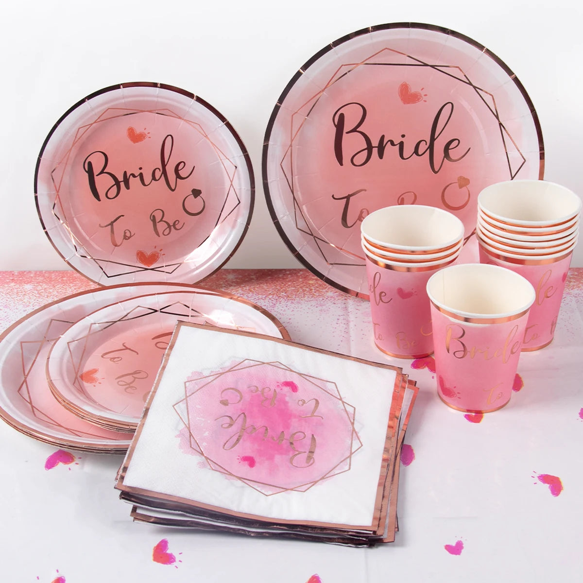 Bridal Shower Decorations Bride to Be Disposable Tableware Set Plate Cup Napkins Decor Bachelorette Party Hen Night Supplies