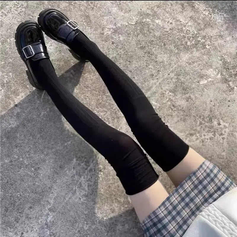 Solid Color Thigh High Stockings Women Trendy Casual Over The Knee Female Long Socks Thermal Warm Cotton Tall Tube Leggings