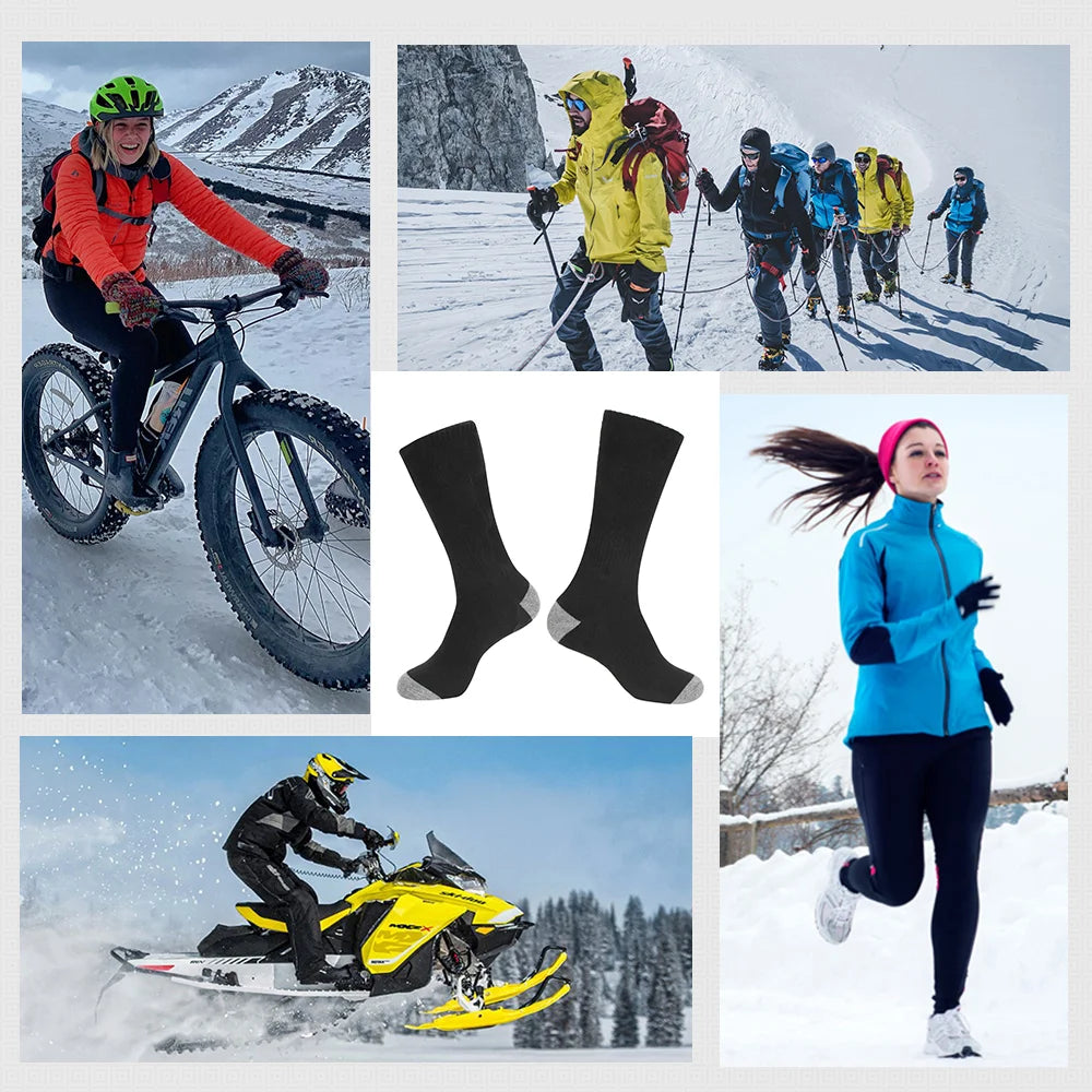 Electric Heated Socks With Battery Case Winter Warm Heating Socks 65℃ Snowmobile Heated Skiing Sock Controllable Buttons outdoor