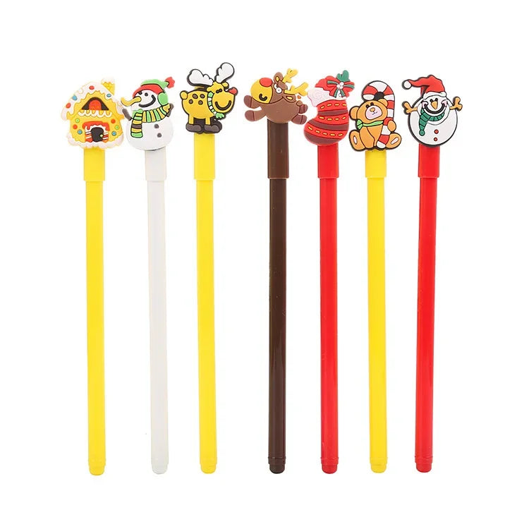30Pcs/Lot Kawaii Christmas Gel Pen 0.5mm Black Ink Cute Christmas Tree Elk Santa Snowmen Neutral Pen School Stationary Kids Gift