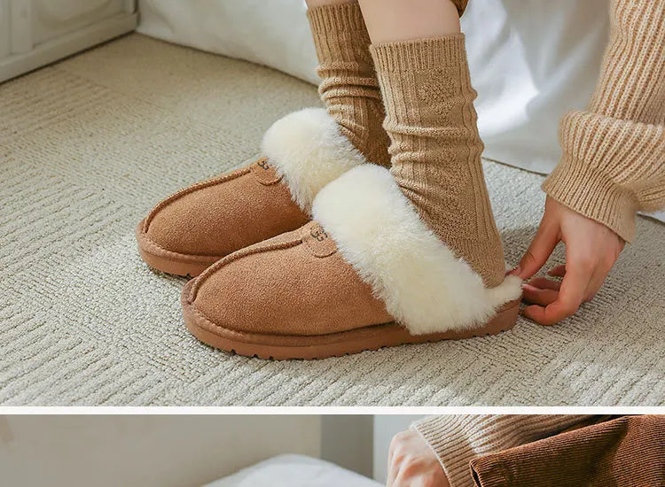 Autumn and Winter Diamond Check Wool Socks Coffee Color with Solid Color Women's Socks in The Tube Women's Warm Cotton Socks