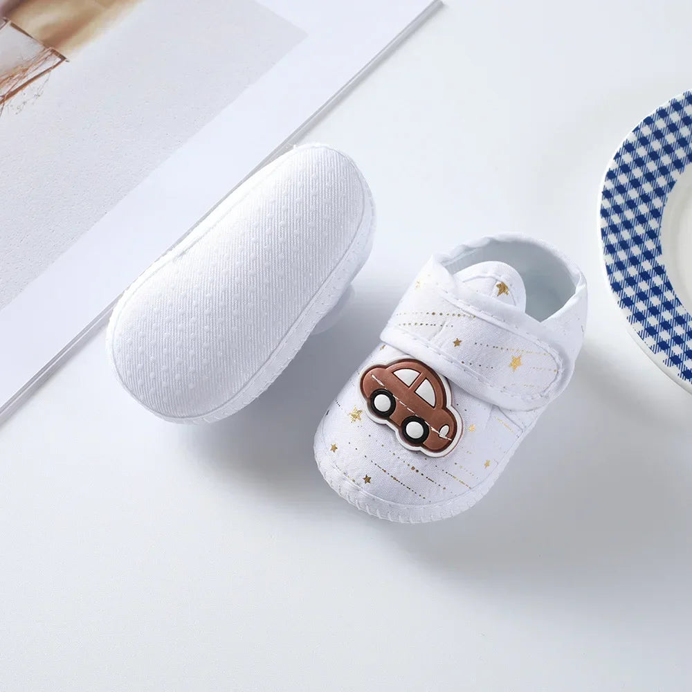 Cotton Newborn Baby Shoes Cartoon Pattern First Walkers for Girl Boy Plaid Soft Sole Walking Sandals 0-12month