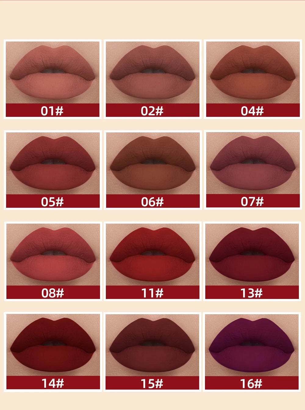QIBEST 12pcs/set Waterproof Lip Gloss Long Lasting Velvet Nude Red Matte Liquid Lipstick Tint Makeup Cosmetic Lipsticks Lipgloss