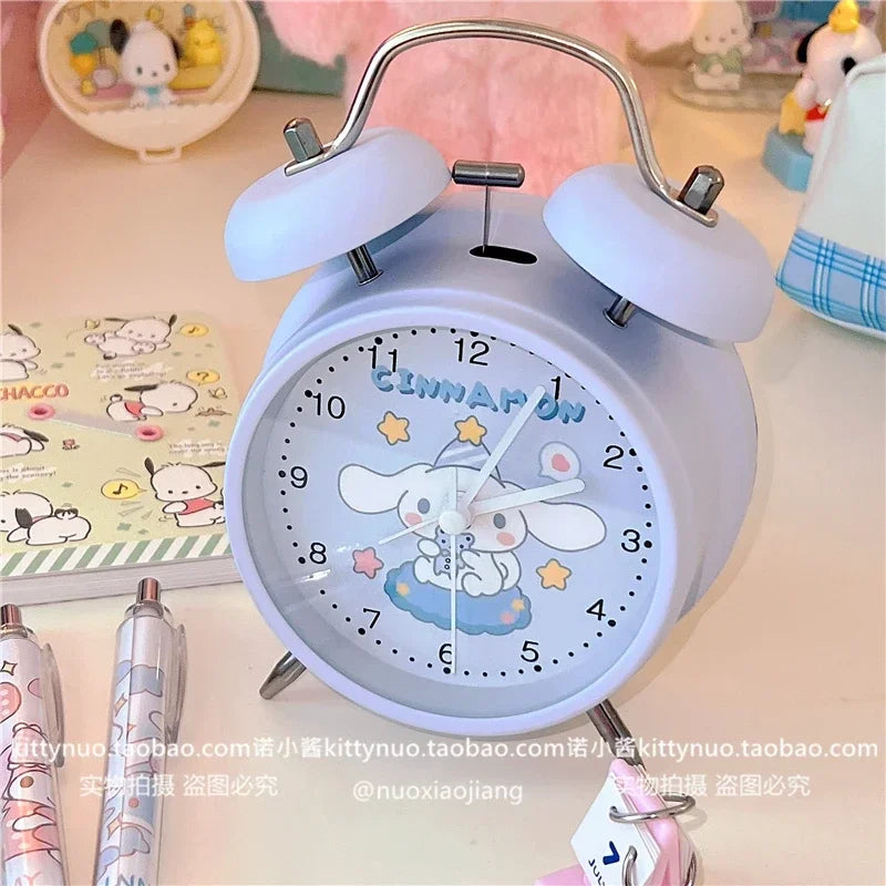 Sanrio Bedroom Alarm Clock Kuromi My Melody Hello Kitty Cinnamorol Ins Girl Heart Bedside Silent Alarm Clock Wake Up Alarm Clock