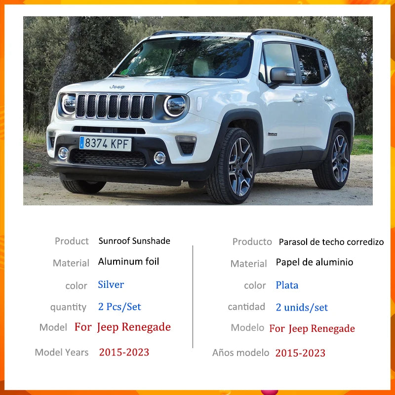 Car Sunroof Sunshade for Jeep Renegade 2015-2023 2022 2021 2020 2019 2018 Auto Roof Sunscreen Heat Insulation Cover Windscreen