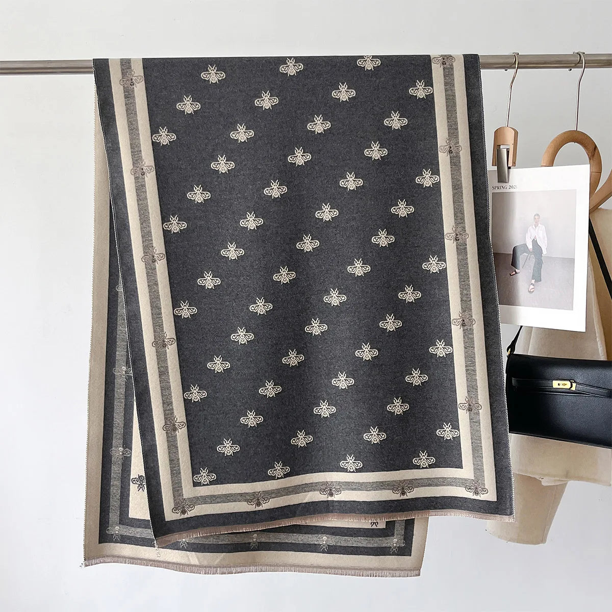 Luxury Brand Cashmere Women Floral Scarf Winter Warm Shawl and Wrap Bandana Pashmina Female Foulard Square Thick Blanket Poncho