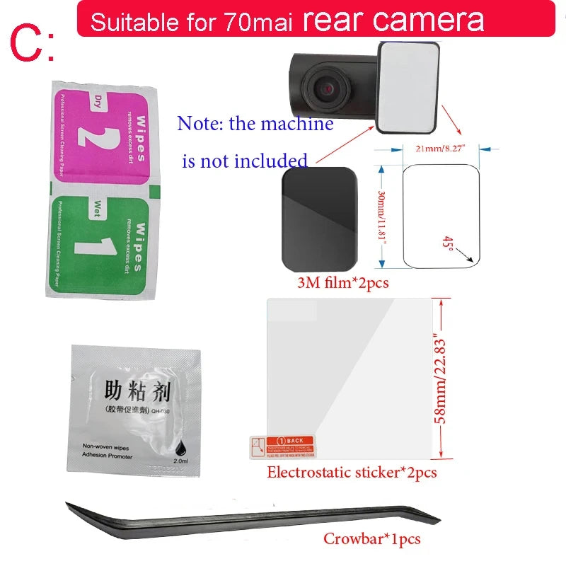 For 70mai Dash Cam A800a810 Accessory Set Static Sticker heat resistant adhesive and Static Stickers Suitable for 70 mai DVR