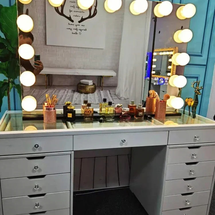 Vanity Mirror Dressing Table Mirror Make up Table Wood Drawer Dresser vanity mirror set with lights