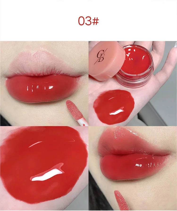 Heallor Canned Jam Lip Gloss Gege Bear Jam Lip Honey Moisturizing and Shiny Mirror Non Sticky Makeup Lip Glaze
