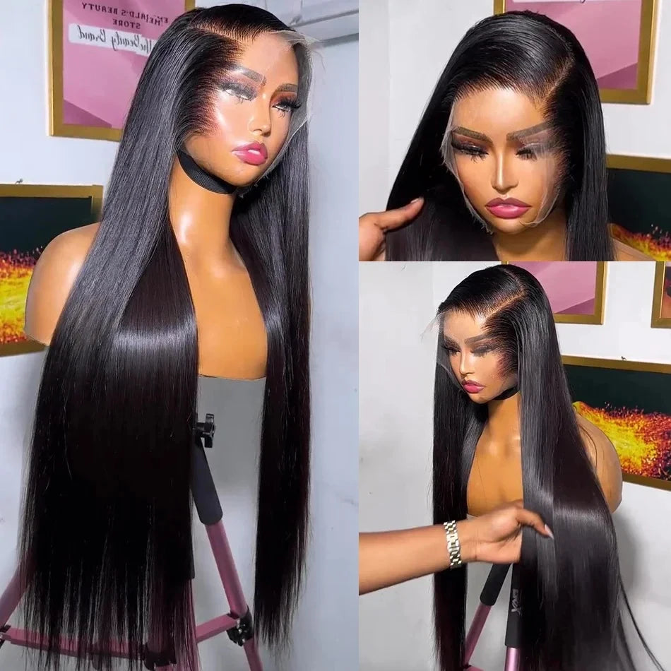 Bone Straight Lace Frontal Wig 28 30 32 Inch 100% Human Hair 13x4 Transparent Lace Front Wigs Brazilian Hair For Black Women