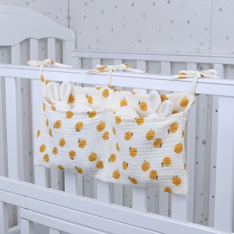 Baby Bed Hanging Storage Bags Cotton Newborn Crib Organizer Toy Diaper Pocket for Crib Bedding Set Accessories Nappy Store Bags