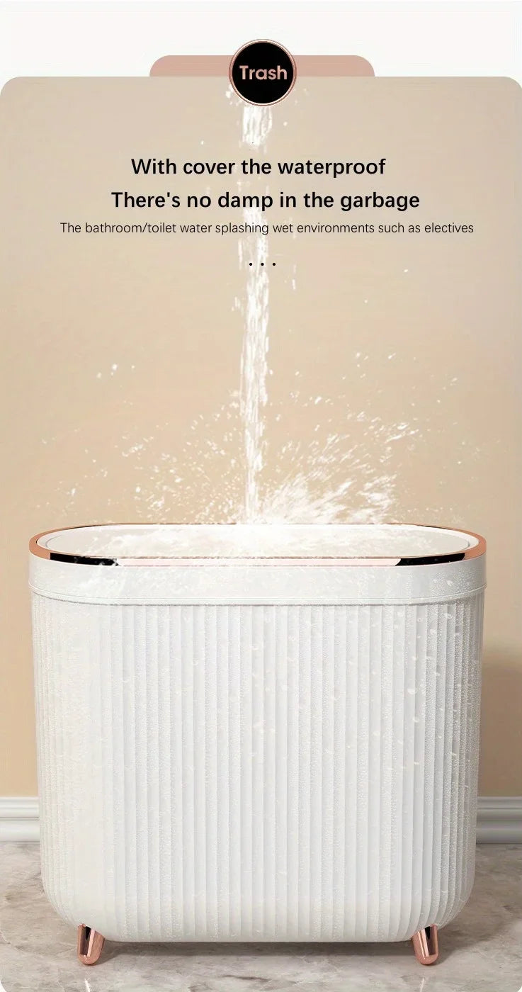 Compact Quiet-Close Trash Can for Bathroom/Bedroom - Electricity-Free, Space-Saving, with Optional Lid