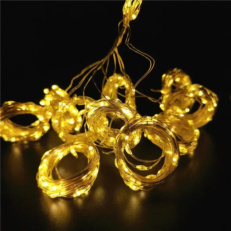 LED Garland Curtain Lights 8 Modes USB Remote Control Fairy Lights String Wedding Christmas Decor for Home Bedroom New Year Lamp