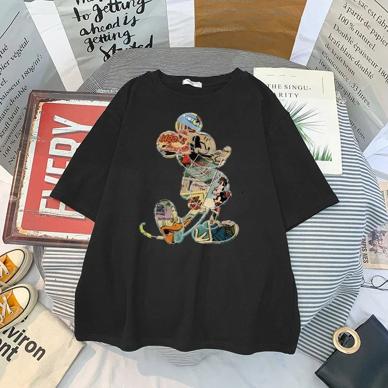 Anime Women Kawaii Mickey Mouse T Shirt Men Cute Minnie Mouse T-shirt Unisex Couple Tshirt Graphic Top Tees Male Female