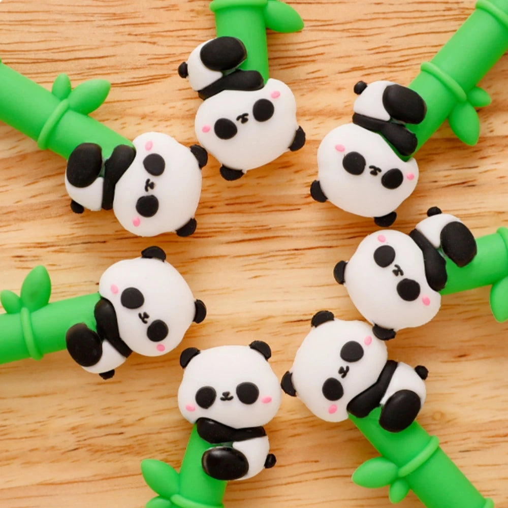 6 pcs/lot Panda Bamboo Soft Silicone Gel Pens For Writing Cute Signature Pen School Office Stationery Art Deco Gel Pens