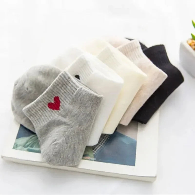Spring and Autumn Love Women's Socks Casual Sports Short Boat Sock Cute Pure Cotton Ankle Socks Harajuku