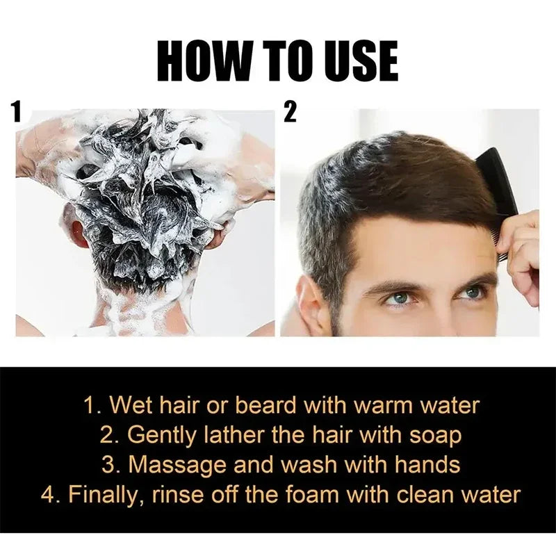 50g Black Hair Darkening Soap Shampoo Bar Fast Effective Repair Gray White Color Dye Hair Body Natural Product 2024 New