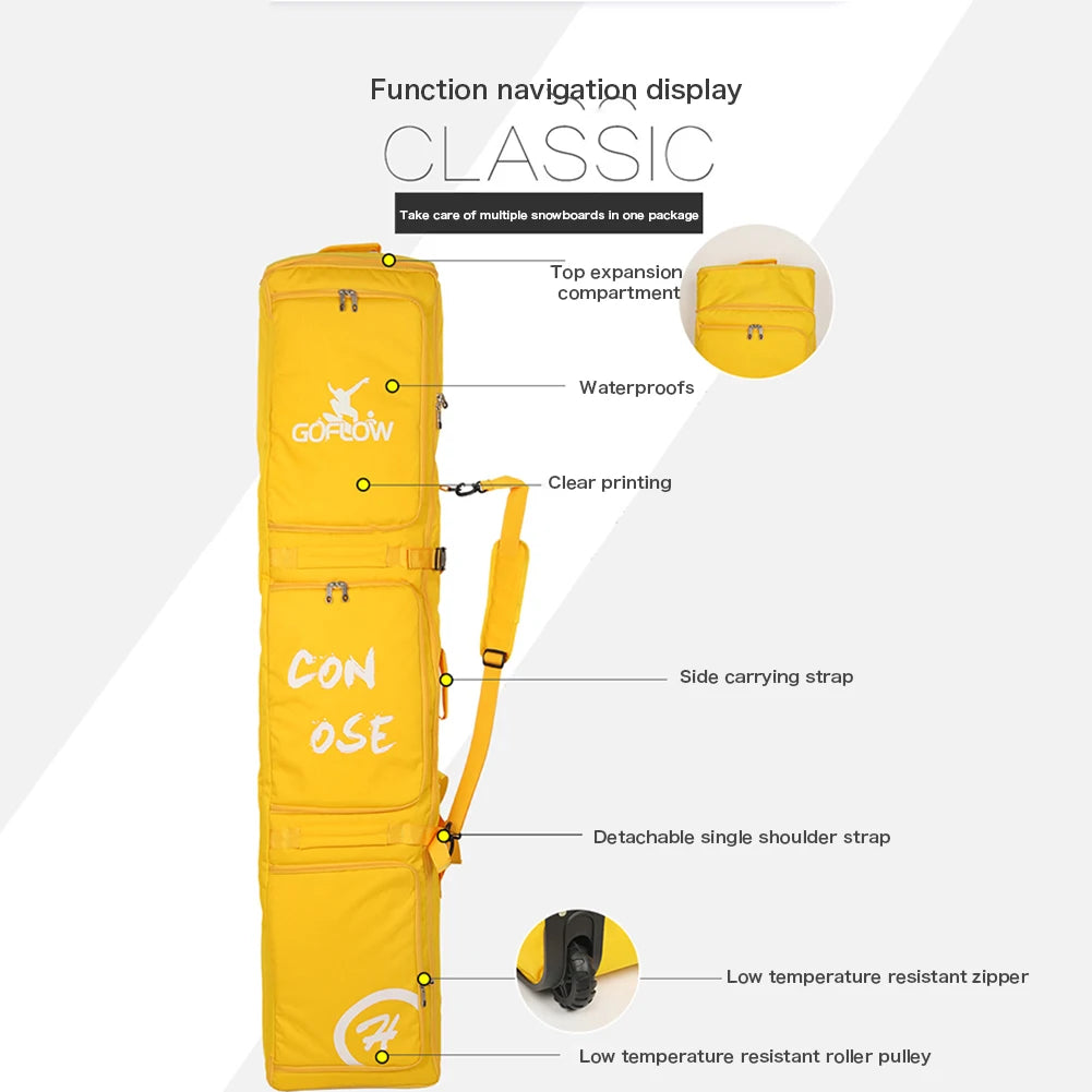 Ski Single Bag With Wheels Large Backpack Waterproof Snowboard Bag Roller With Wheels For Smooth Carrying Storage Transportation