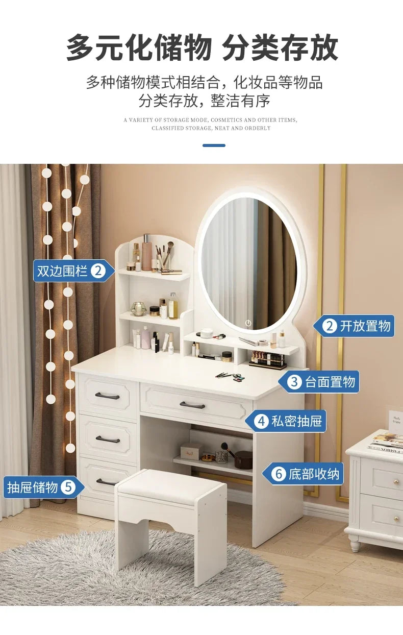 Drawer Dresser Cabinet Dressing Table Girl Handles Storage Vanity Chair Dressing Table High End Coiffeuse Bedroom Furniture