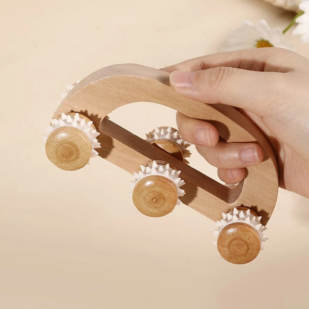 Manual Wooden Back Massage Roller Wood Massager Handheld Roller for Neck Leg Back Deep Tissue Muscle Massage Relax Body Shaping