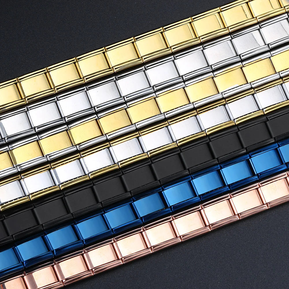 Italian Charm Bracelet Italian Modular Bracelet Block Elastic Splice Stainless Steel Bracelet for Men and Women
