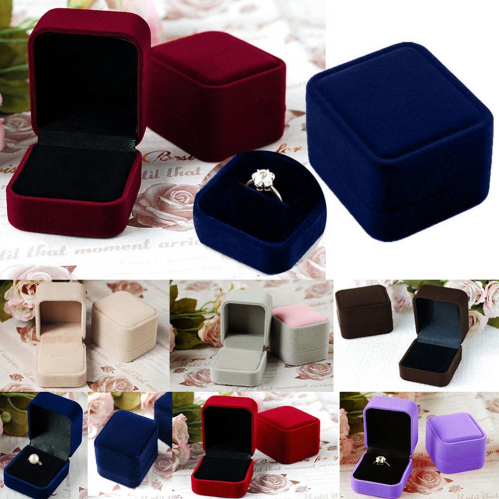 Rings Box Velvet Jewelry Box Display Holder Ring Earrings Necklace Bracelet Soft Organizer Case Wedding Jewelry Packaging Box
