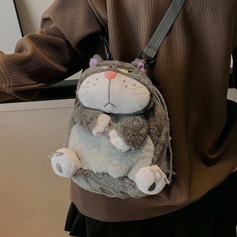 Disney Lucifer Cat Backpack Women Plush Bag Anime Cinderella Pet Plush Shoulder Bag Portable Drawstring High Capacity Girl Gift