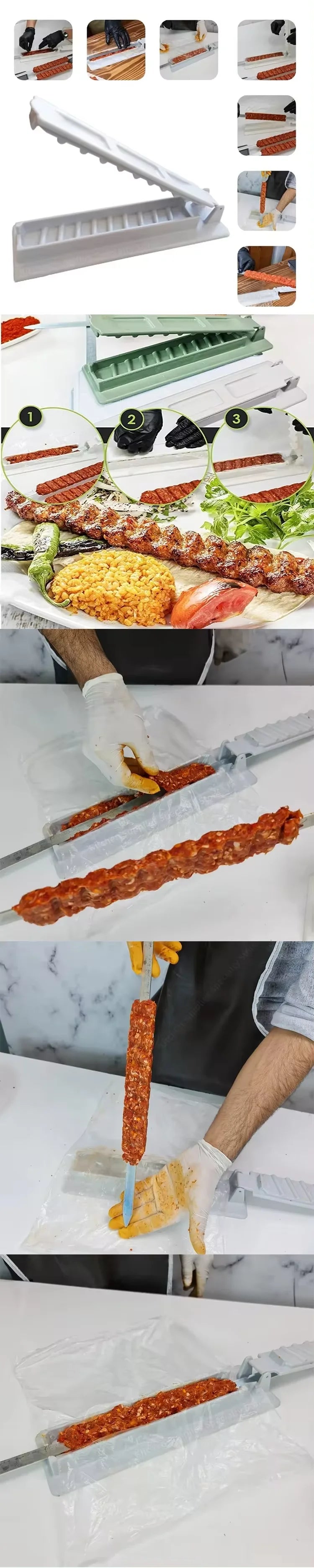 Kebab Maker BBQ Meat Skewer Barbecue Skewer Mold Reusable Turkish Kabob For Outdoor Barbecue Preparation Kitchen Grill