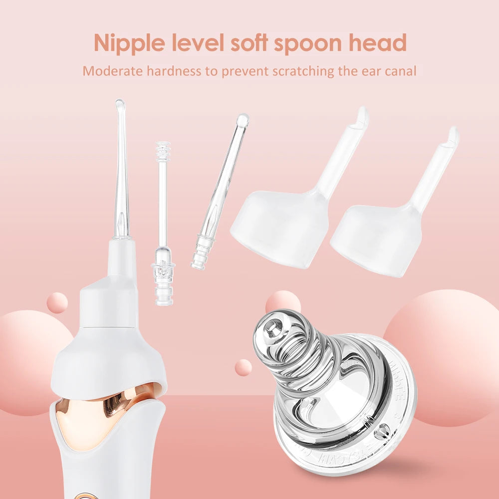 Electric Ear Wax Remover Wireless Luminous Ear Spoon Spiral Ear Pick Cleaner Tool Safe Suction Recharge Health Care with 4 Tips