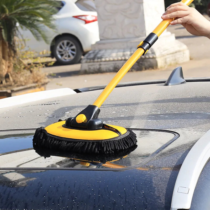Car Cleaning Brush Mop Kit Wash Brush Car Wash Brush Chenille Microfiber Telescopic Long Handle Cleaning Mop Car Cleaning Tool