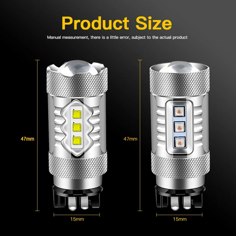 2PCS Amber Yellow White 80w PW24W PWY24W LED Bulbs For Audi A3 A4 A5 Q3 VW MK7 Golf CC Fusion Front Turn Signal Lights