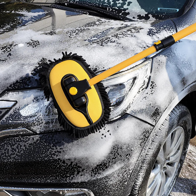 Car Cleaning Brush Mop Kit Wash Brush Car Wash Brush Chenille Microfiber Telescopic Long Handle Cleaning Mop Car Cleaning Tool