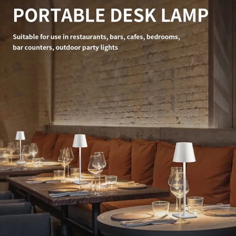 LED Desk Lamp Bar Restaurant Ambiance Wireless Table Lamps Study Office Night Light Waterproof Touch Lamp with USB Charging