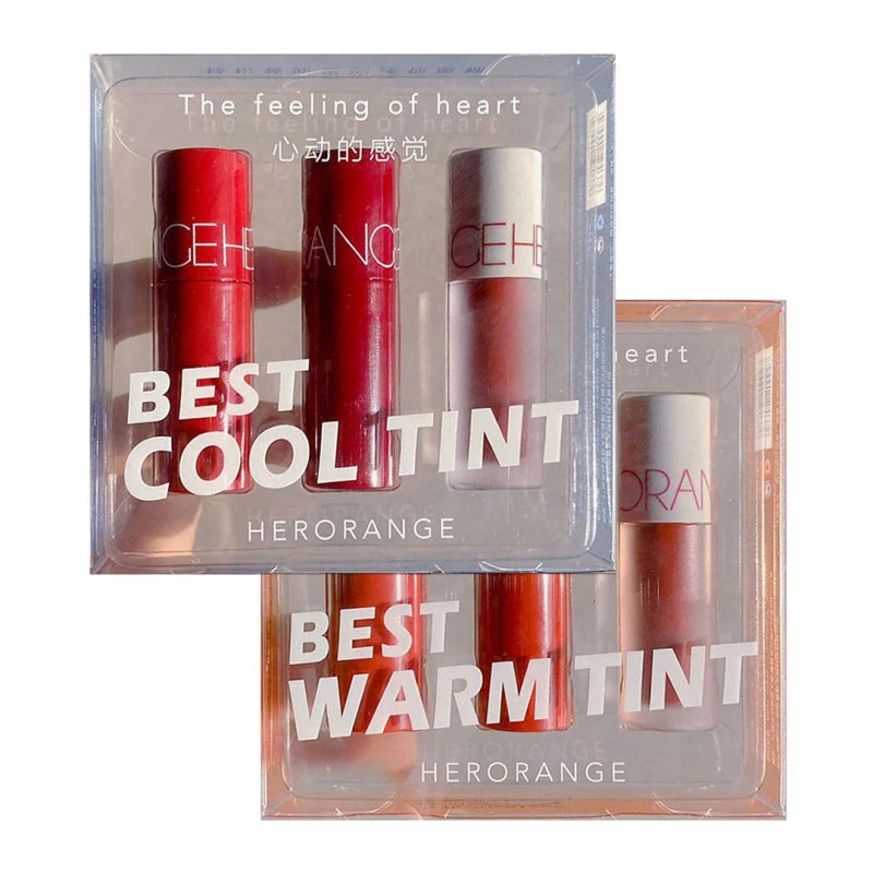 Red Lip Glaze Set Mini 3 Sticks Matte Lip Gloss Makeup Set Lasting Moisturizing Liquid Lipstick Beauty Lips Comestic TSLM2