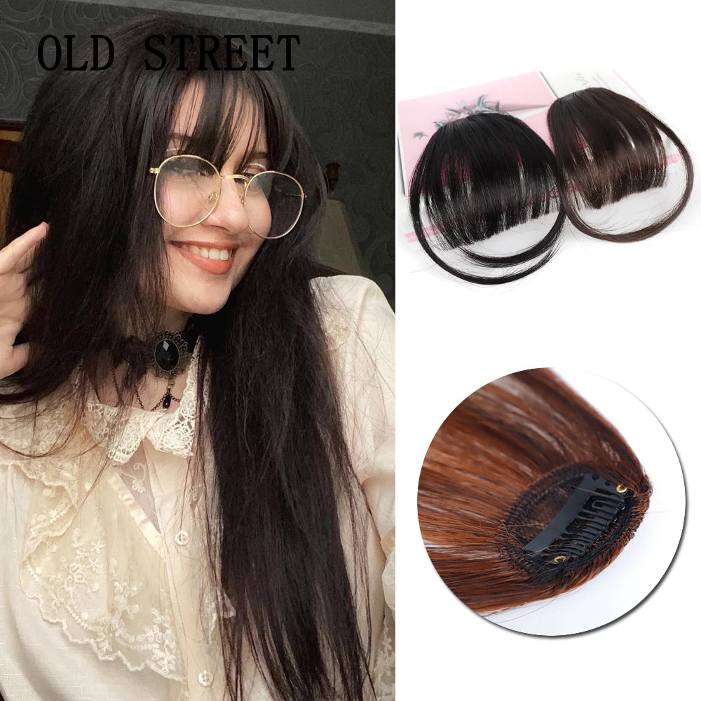 Synthetic Air Bangs Natural Short Brown Black Fake Hair Fringe Extension 1 Clip In Hairpieces Accessories For Women Girl