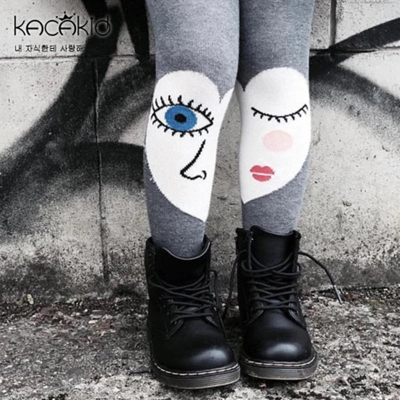 Baby Girls Pants Tights 1-7Y Kids New Autumn Winter Warm Cute Cartoon Big Eyes Pant Long Stockings Velvet Stock For Girls